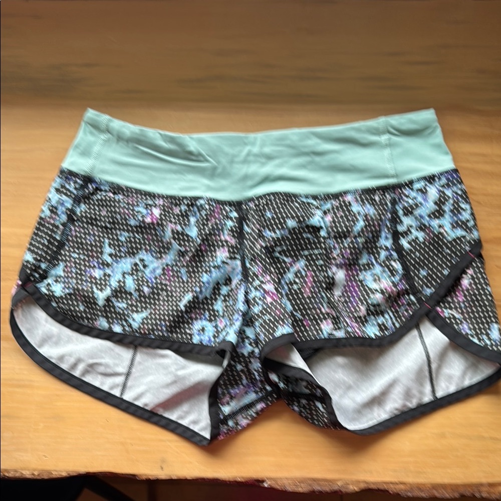 Black and Blue Athletic Shorts with Curved Hem
